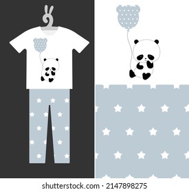 Fashion kids prints and seamless pattern. Baby pajamas design. Isolated vector illustration	