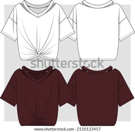 Fashion knot top with drop shoulder flat sketch Stock photo © 