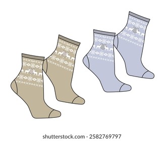 Fashion lace ankle socks vector mockup template technical drawing.