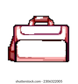fashion laptop bag game pixel art retro vector. bit briefcase computer, travel fashion laptop bag. old vintage illustration