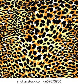 Fashion leopard exotic seamless pattern.Textile ink brush strokes design in doodle grunge texture style.Unique scrapes, watercolor blotted background for a logo, cards, invitations, posters, banners.