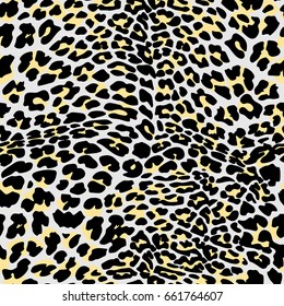 Fashion leopard exotic seamless pattern.Textile ink brush strokes design in doodle grunge texture style.Unique scrapes, watercolor blotted background for a logo, cards, invitations, posters, banners.