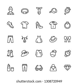 Fashion, lifestyle icons set. Editable vector stroke 64x64 pixel.