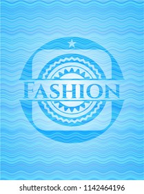 Fashion light blue water wave badge.