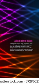 Fashion lights background of bright glowing blur effect lines circle with space place for your text. Vector illustration Eps 10. Futuristic style glow disco club or night party. Graphic image template