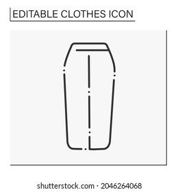 Fashion line icon. Casual midi skirt. Shopping.Clothes concept. Isolated vector illustration. Editable stroke