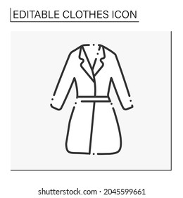 Fashion line icon. Casual trench. Fashionable outerwear for cold weather.Clothes concept. Isolated vector illustration. Editable stroke