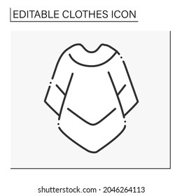 Fashion line icon. Mucho poncho for cold weather. Outerwear. Fashionable warm cloth.Shopping.Clothes concept. Isolated vector illustration. Editable stroke