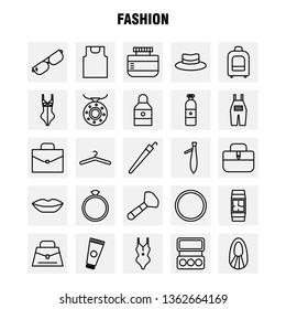 Fashion Line Icons Set For Infographics, Mobile UX/UI Kit And Print Design. Include: Jacket, Dress, Dressing, Cloths, T Shirt, Shirt, Dress, Collection Modern Infographic Logo and Pictogram. - Vector