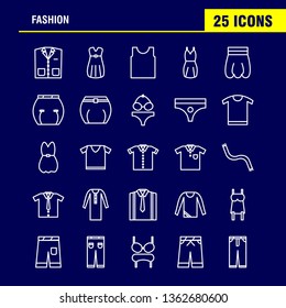 Fashion Line Icons Set For Infographics, Mobile UX/UI Kit And Print Design. Include: Hair Dryer, Hair Dresser, Hairs, Makeup, Top, Garments, Collection Modern Infographic Logo And Pictogram. - Vector