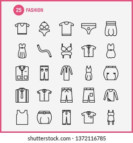 Fashion Line Icons Set For Infographics, Mobile UX/UI Kit And Print Design. Include: Hair Dryer, Hair Dresser, Hairs, Makeup, Top, Garments, Collection Modern Infographic Logo And Pictogram. - Vector