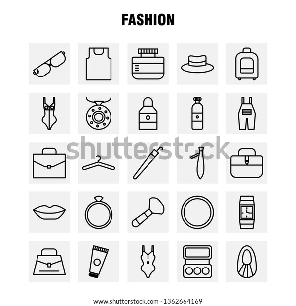 Fashion Line Icons Set For Infographics, Mobile
UX/UI Kit And Print Design. Include: Jacket, Dress, Dressing,
Cloths, T Shirt, Shirt, Dress, Collection Modern Infographic Logo
and Pictogram. -
Vector