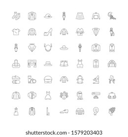 Fashion linear icons, signs, symbols vector line illustration set