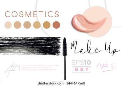 Fashion lipstick make-up banner. Beauty and cosmetics background. Use for advertising flyer, banner, leaflet. Template Vector.