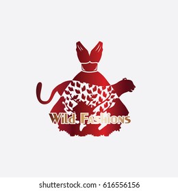 fashion logo combined with wild animal vector