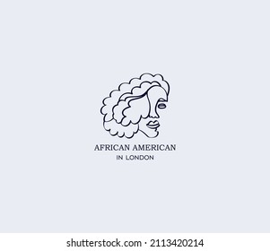 Fashion logo drawn with a single line. African american girl