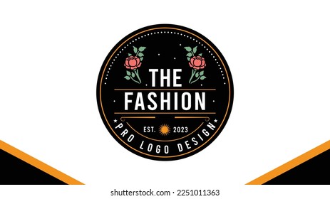 A fashion logo in emblem style. A circular fancy logo design.