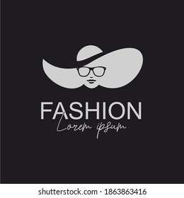 Fashion logo template. Girl with hat and sunglasses vector design.
Beautiful girl face fashion icon