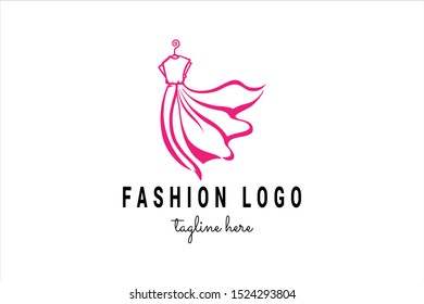 Fashion Logo Template Pink Womens Dress Stock Vector (Royalty Free ...