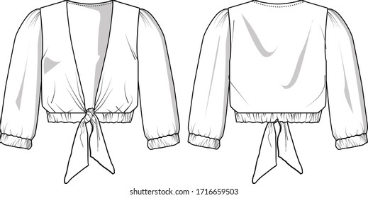 Fashion long-sleeved shirts for women vector template pattern