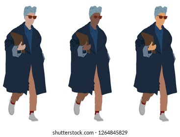 Fashion look sketch vector illustration with stylish clothes and beautiful people. Stylish crowd of people of different nations