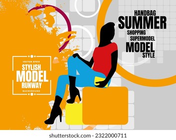Fashion look. Young woman dressed in stylish trendy clothing. Vector illustration