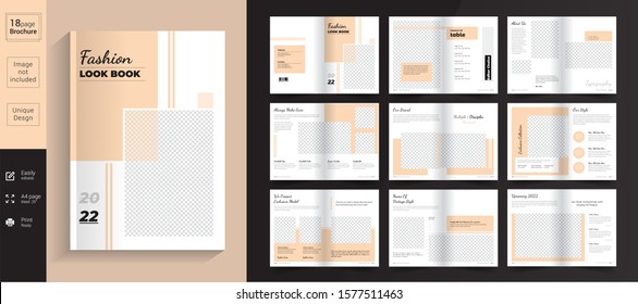 Fashion Lookbook 20 Pages Brochure Design. Modern abstract design. Use for marketing, print, annual report and business presentations and Multi Purpose. - Vector.