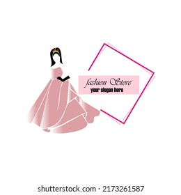 fashion luxury glamour elegant woman dress silhouette logo design template