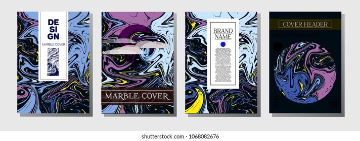 Fashion Magazine Cover Template. Artistic Invitation, Cool Marble Texture Paper Page. VIP Corporate Identity, Fluid Paint Background. Simple Design Presentation, Magazine Cover, Branding Title Page