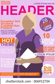 Fashion Magazine Template Cover White Pink Purple