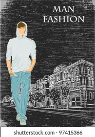 Fashion man inversion background