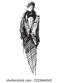 Fashion man. Fashion model. Sketch man for design. Hand drawn. Vector illustration. Stylish man