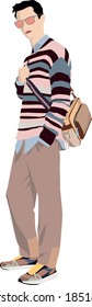 Fashion Man Model Vector Drawing