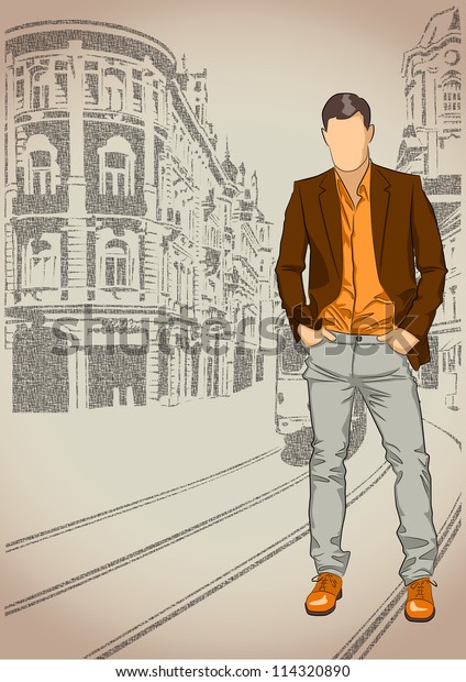Fashion man on the street\
background
