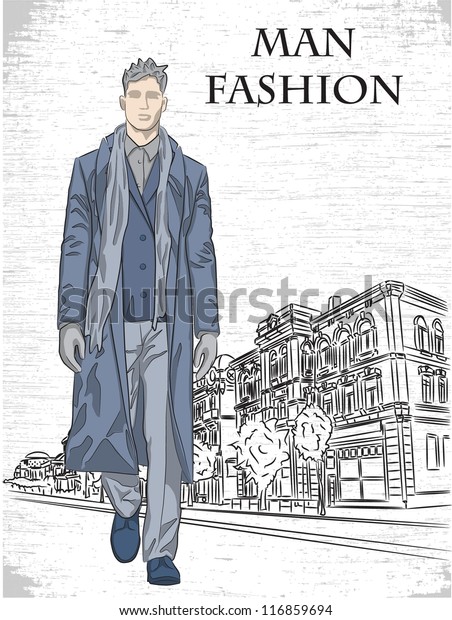 Fashion man on the street\
background