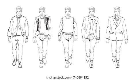 Fashion Man Set Fashionable Mens Sketches Stock Vector (Royalty Free ...