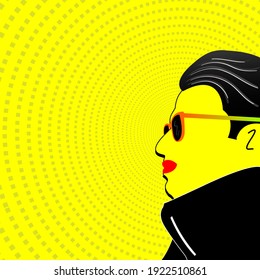 
fashion man. urban style. yellow background