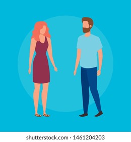 fashion man and woman with hairstyle and casual clothes