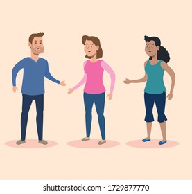 fashion man and women talking with casual clothes, vector illustration