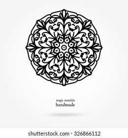 Fashion mandala, doily round, design elements, ornamental pattern, circle background, abstract lace decoration