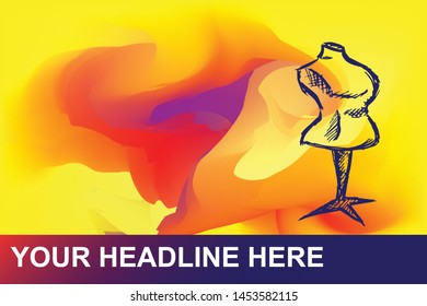 Fashion Mannequin Icon. Creative Abstract Art Background with Color Yellow, Red, Violet. Graphic Design Concept, Flat, Line, Element, Vector Illustration EPS 10.