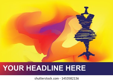 Fashion Mannequin Icon. Creative Abstract Art Background with Color Yellow, Red, Violet. Graphic Design Concept, Flat, Line, Element, Vector Illustration EPS 10.