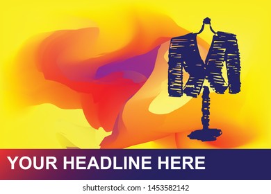 Fashion Mannequin Icon. Creative Abstract Art Background with Color Yellow, Red, Violet. Graphic Design Concept, Flat, Line, Element, Vector Illustration EPS 10.