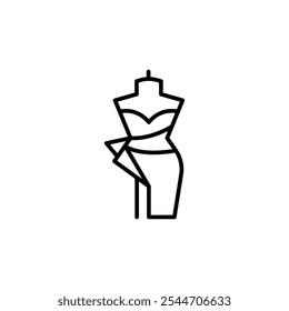 Modemannequin-Symbol. Einfache minimale Linie Kunst eines Kleides Form für Mode-Design und Schneiderei. Perfekt für den Einsatz in Mode-, Bekleidungs- und Boutique-Branding-Projekten. Vektorgrafik