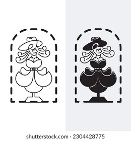 fashion mannequin logo design template sign. monogram style and silhouette stylish.