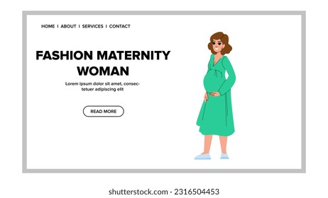 vector de maternidad de moda. bebé embarazada, madre madre madre, feliz del vientre, belleza del parto, vestido moda infantil mujer de maternidad web plana ilustración de caricatura