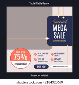 Fashion mega sale or promotion social media banner template
