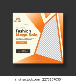 Fashion mega sale social media post banner template design