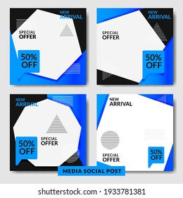 Fashion men social media template blue color