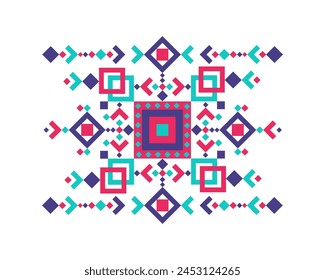 Fashion mexican, navajo or aztec, native american pattern. Geometric ethnic decoration. Colored tribal design element for tattoo, frame and border, textile, fabric or paper print
